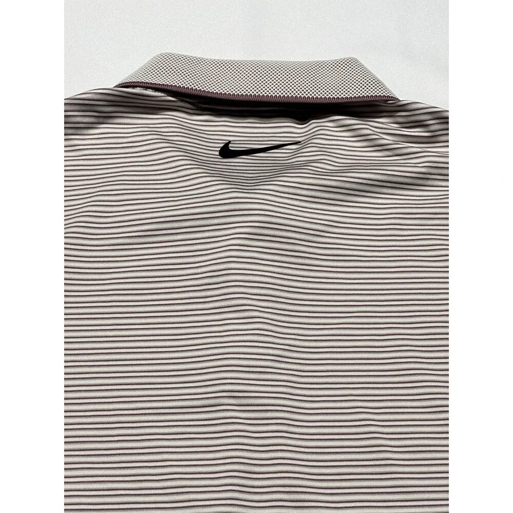 Nike Tour Golf Polo Shirt Mens Small Platinum Violet Dri-FIT Striped FZ7479-110
